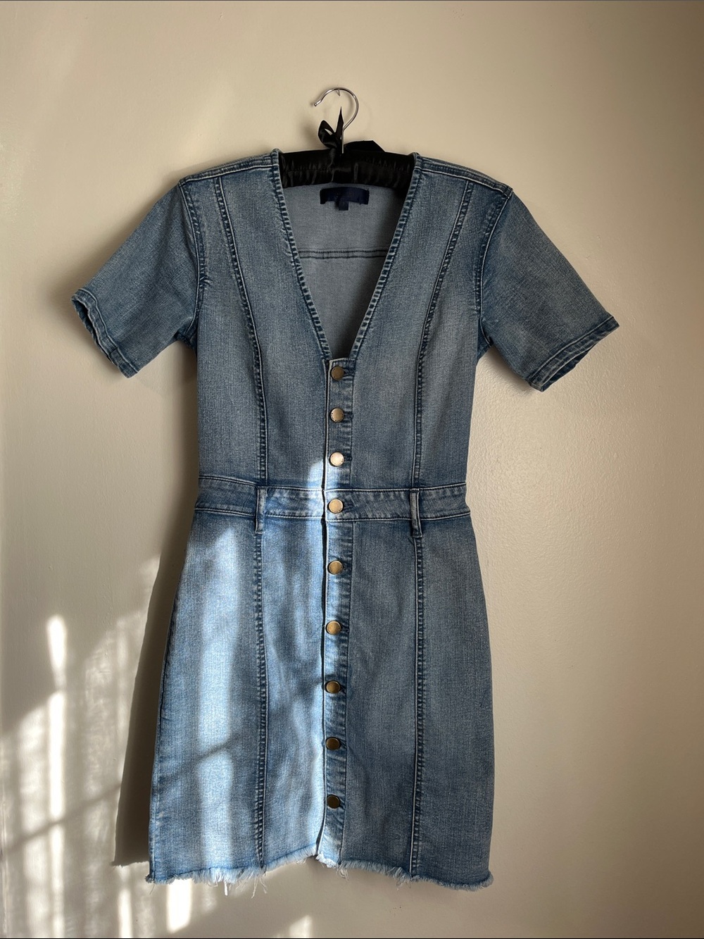 RACHEL Rachel Roy Light Blue Denim Button-Front Mini Dress